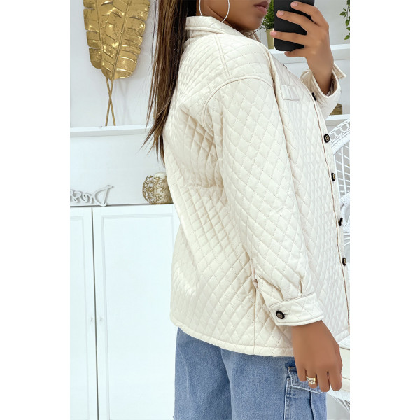 Manteau beige matelassé - 4