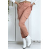 Pantalon treillis rose en strech avec poches - 4