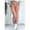 Pantalon treillis rose en strech avec poches - 5