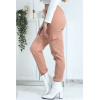 Pantalon treillis rose en strech avec poches - 7