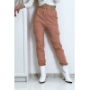 Pantalon treillis rose en strech avec poches - 8