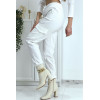 Pantalon treillis blanc en strech avec poches - 5