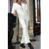 Ensemble blanc gilet et pantalon palazzo en jaquard très extensible - 1