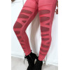 Legging fuchsia avec joli motif coupé et doublé en résille - 4