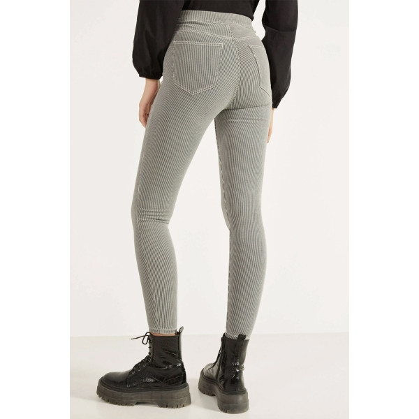 Jeggings noir et blanc rayé avec poches arrières - 2