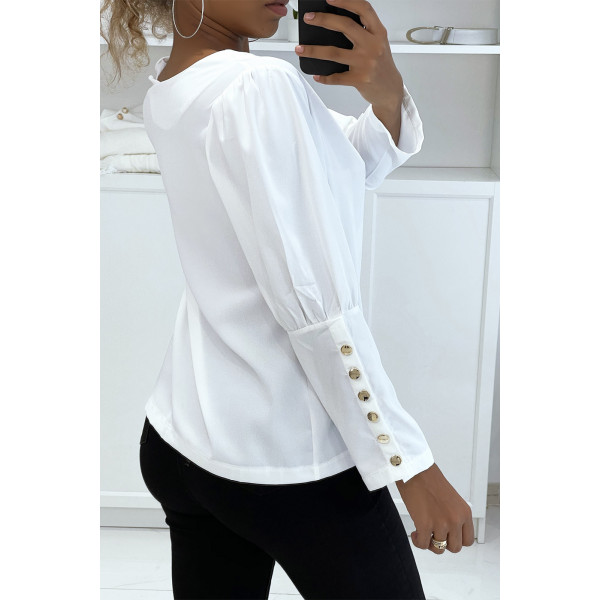 Blouse blanche à boutons dorés - 6