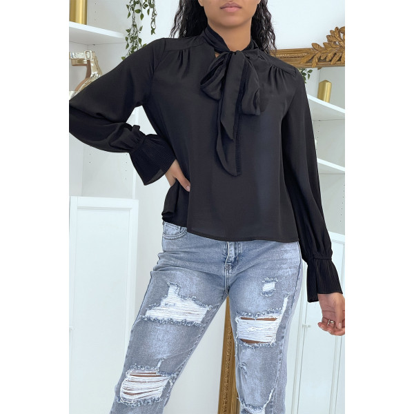 Blouse fluide noire à manches longues - 2