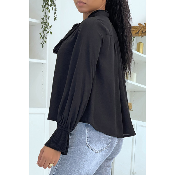 Blouse fluide noire à manches longues - 3