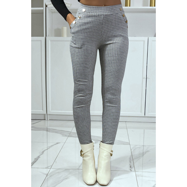 Pantalon canard motif carreaux avec poches et boutons - 3