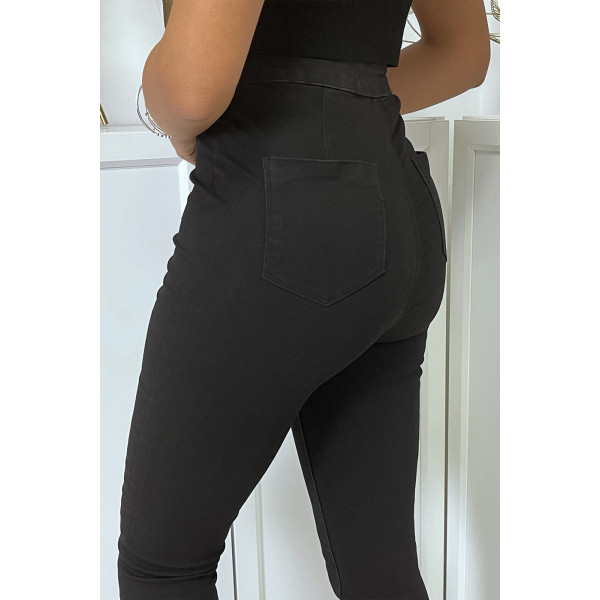 Jean slim noir taille haute avec poches arrières - 1