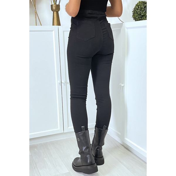 Jean slim noir taille haute avec poches arrières - 4