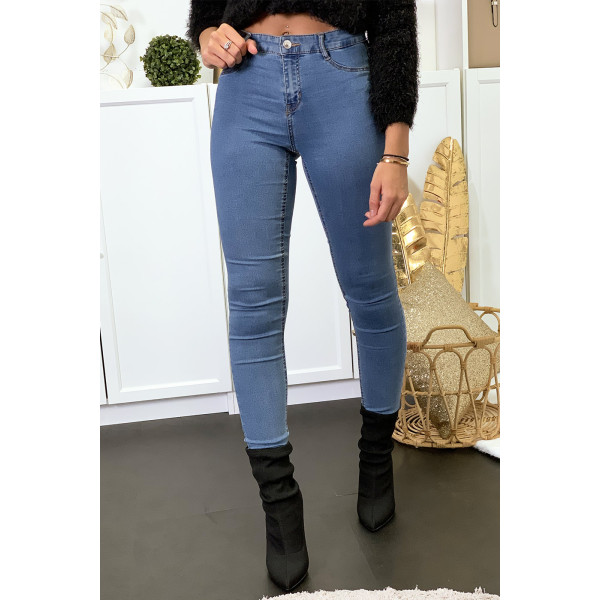 Jeans slim bleu avec poches arrière - 1