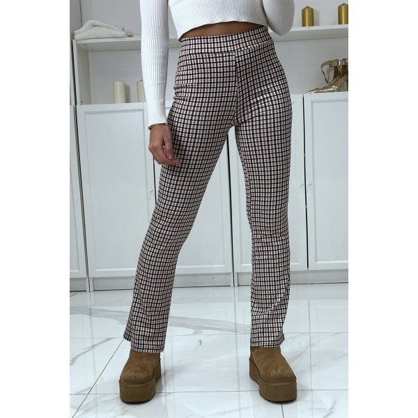 Pantalon beige motif carreaux patte d'eph - 2