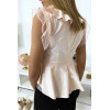 Blouse rose avec volant et tulle - 5