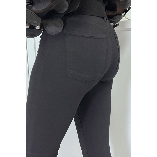 Jean slim noir taille haute avec poches arrières - 1