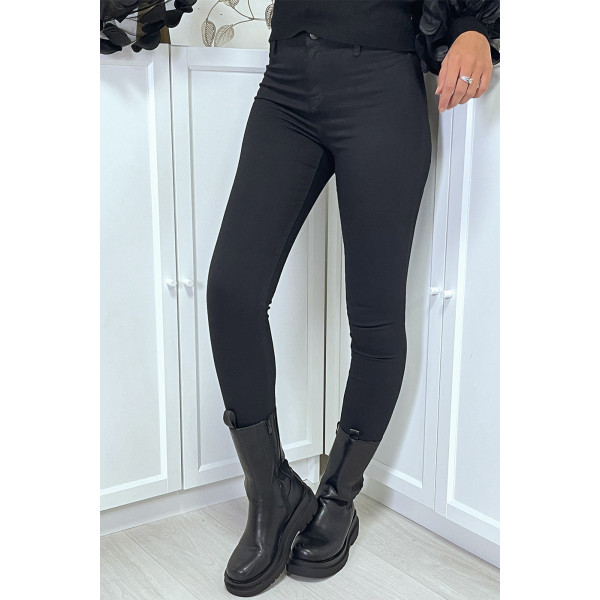 Jean slim noir taille haute avec poches arrières - 4