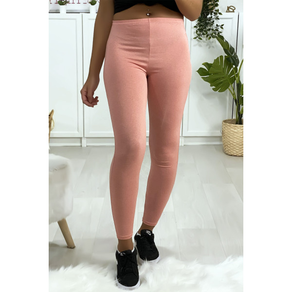 Leggings uni basique couleur rose  . - 1