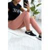 Leggings uni basique couleur rose  . - 2