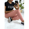 Leggings uni basique couleur rose  . - 3