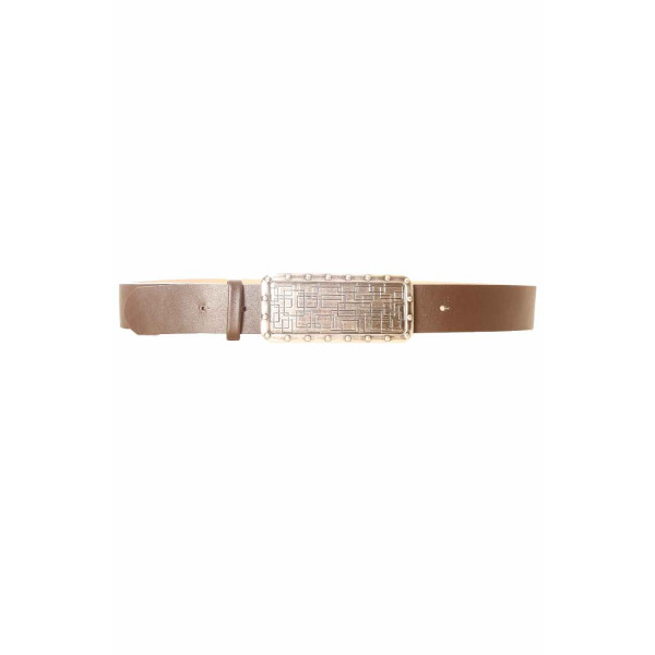 Ceinture Marron avec grosse boucle rectangle graphique CE 573 - 4