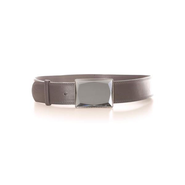 Ceinture gris foncé avec boucle carrée effet miroir. Accessoire LDF0058 - 1