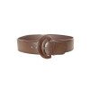 Ceinture marron style matelassé avec boucle ovale brillante. - 2