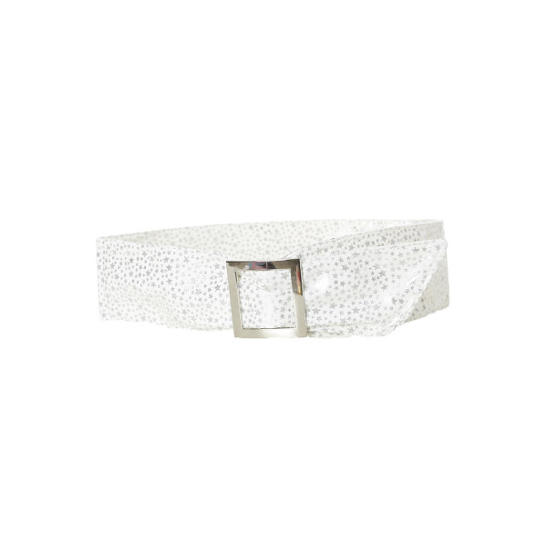 Ceinture blanche légère à motif étoiles et boucle rectangle. étoiles - 1