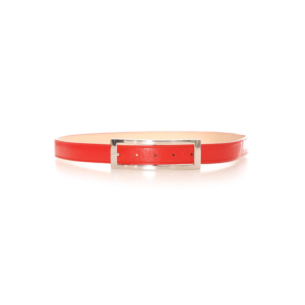 Ceinture Rouge avec boucle rectangulaire argentée. Accessoire 9001 - 1