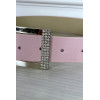 Ceinture simili rose avec boucle rectangle à strass - 4