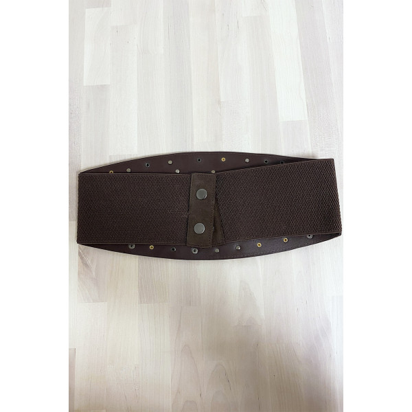 Grosse ceinture de taille en suédine choco avec élastique au dos - 3