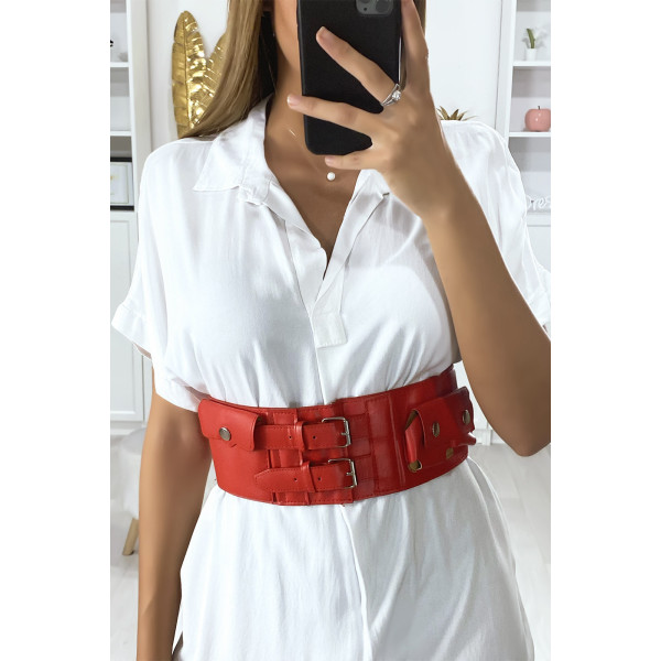 Ceinture de taille rouge avec pochette intégré - 3