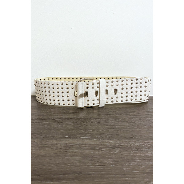 Grosse ceinture beige avec strass doré - 1