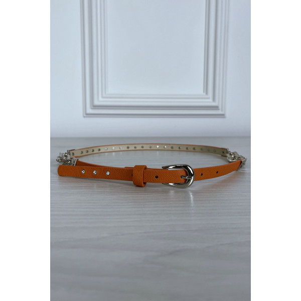 Fine ceinture orange avec accessoire et strass - 2