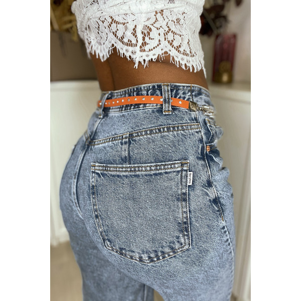 Fine ceinture orange avec accessoire et strass - 6