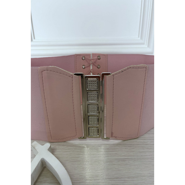 Ceinture de taille rose avec lacet au dos - 2