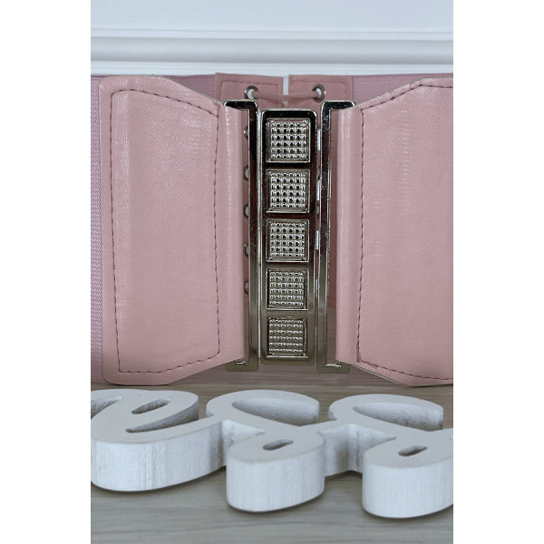 Ceinture de taille rose avec lacet au dos - 4