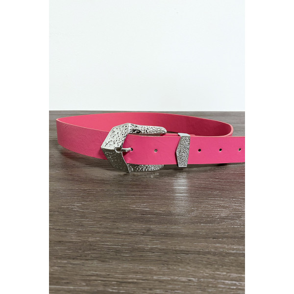 Ceinture femme en fuchsia avec joli boucle en métal CE606 - 4