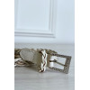 Fine ceinture beige tréssé en simili avec chêne - 5