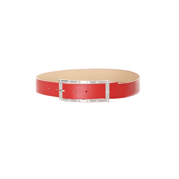 Ceinture rouge boucle avec strass - 9008 - 3