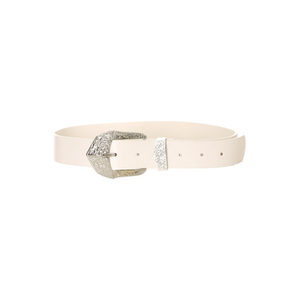 Ceinture blanc avec boucle argenté. D7364 - 2