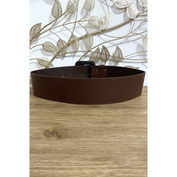 Grosse ceinture marron avec joli motif - 6