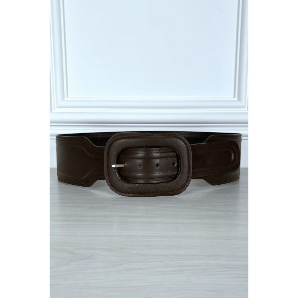 Ceinture tendance marron en simili - 1