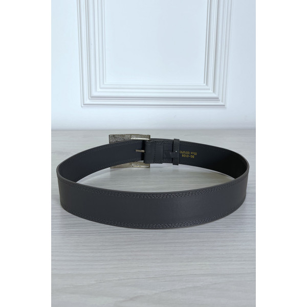 Ceinture grise en simili avec boucle argenté en verre - 5