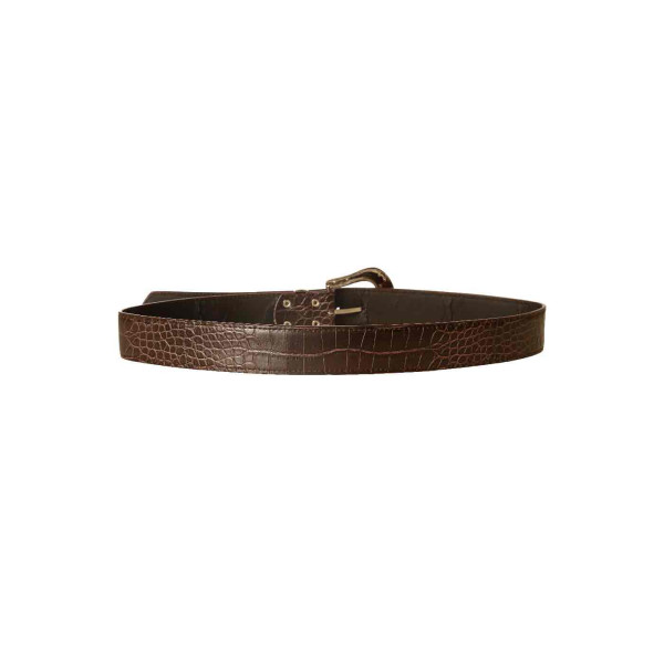 Ceinture Marron style croco avec boucle fantaisie à strass D7288 - 3