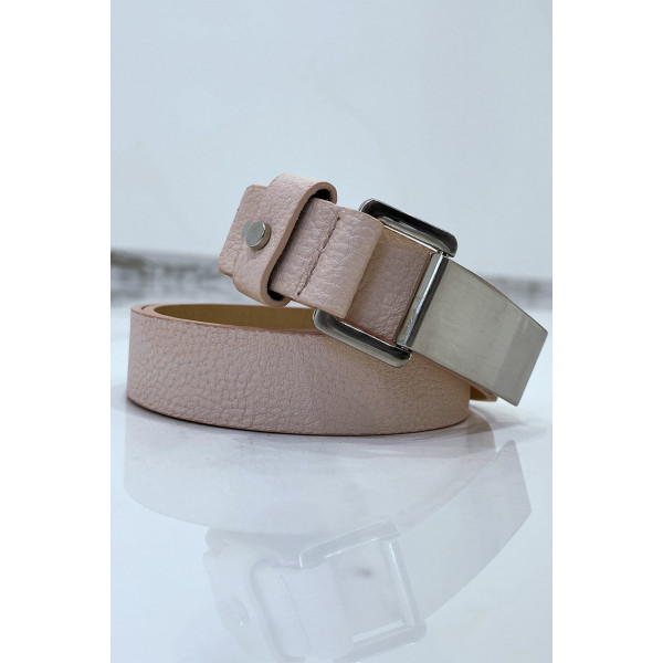 Ceinture rose effet python à boucle rectangle - 2