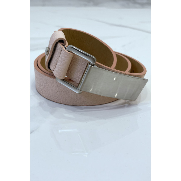 Ceinture rose effet python à boucle rectangle - 4