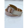 Ceinture rose effet python à boucle rectangle - 4