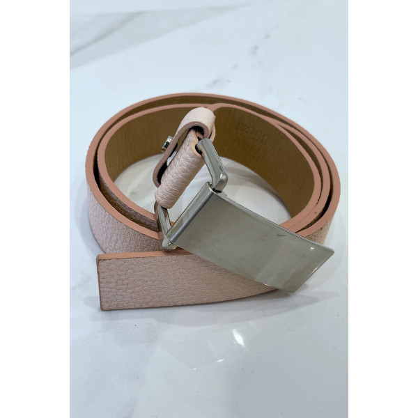 Ceinture rose effet python à boucle rectangle - 8