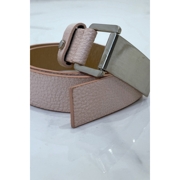 Ceinture rose effet python à boucle rectangle - 9