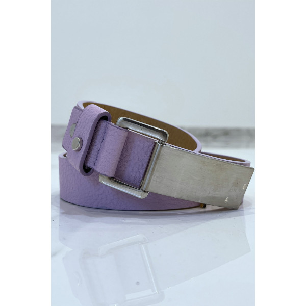 Ceinture violette effet python à boucle rectangle - 2